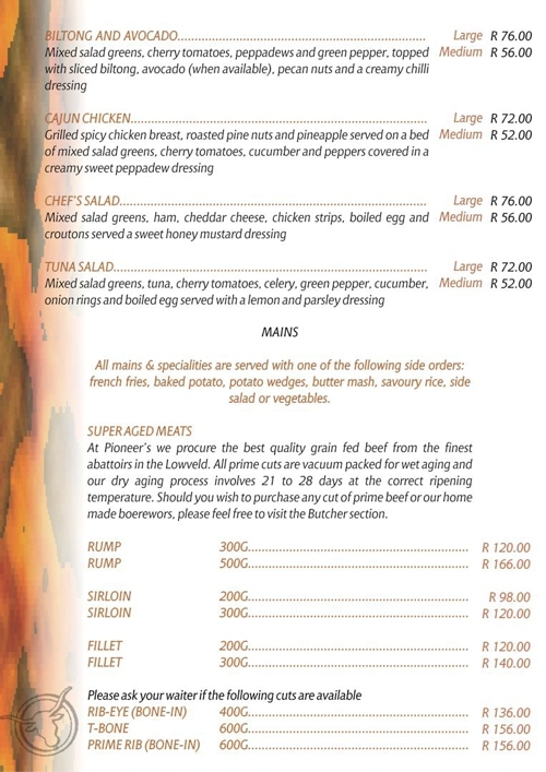 Menu Pioneer's Grill-10